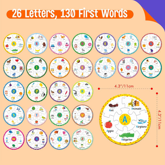 Phonics Puzzles, Short Vowel Sound Blends-30 Phonics & 150 Sight Words, Phonetic Rhyming Game Learn to Read Spell First Word Early Educational Tool for Toddlers, Preschool, Kindergarten, Homeschooling