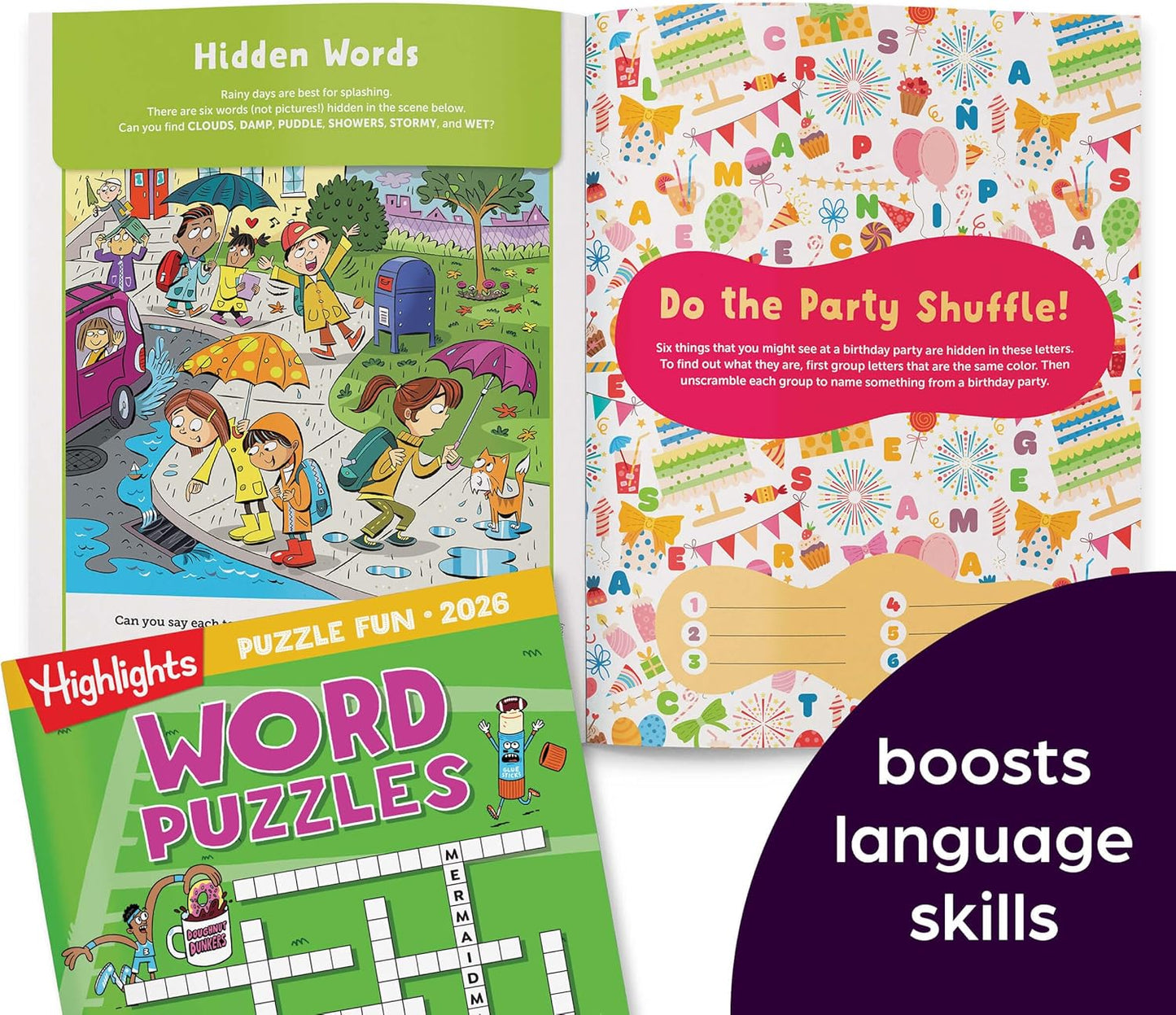 Highlights for Children Puzzle Fun 2025 Books for Kids Ages 6 and Up, 4-Book Set of Brain Teasers, Mazes, Word Puzzles and More Travel-Friendly Screen Free Kids Puzzles
