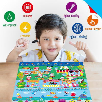 SpriteGru Dry Erase Mazes Game Pad, 30 Mazes Reusable & Erasable Book, Fun Brain Challenge Games Interesting Educational Toy and Learning Tool for Road Trip Airplane Travel