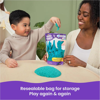 Kinetic Sand, Twinkly Teal 2lb Bag of All-Natural Shimmering Play Sand for Squishing, Mixing and Molding, Sensory Toys for Kids Ages 3 and up