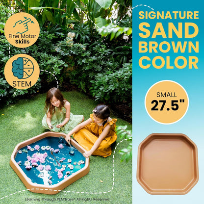 Tuff Tray 27.5” Small [Brown] Sensory Play for Kids, Toddler Sensory Bin for Sand and Water Play, Indoor Activity Sensory Tray, Outdoor Sandbox