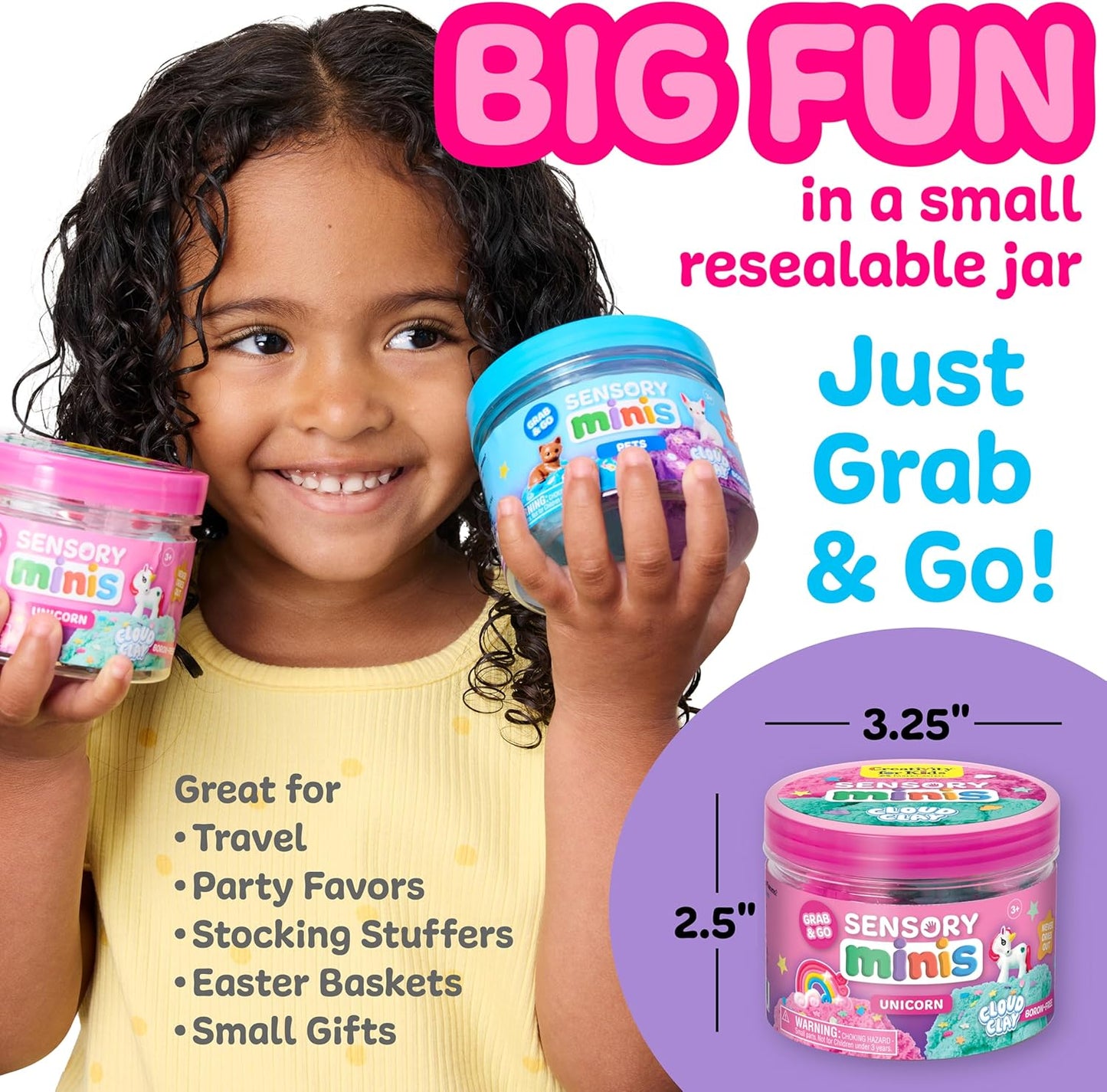 Creativity for Kids Sensory Minis Construction Kit | Cloud Clay Sensory Toy with Excavator for Kids | Spring Crafts that are Mess-Free, Screen-Free Travel Toy (Ages 3+)