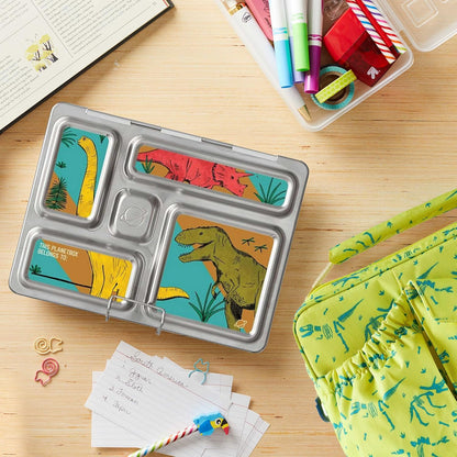PlanetBox Rover Stainless Steel Bento Box Style Lunch Box Kit for Youth with 5 Compartments – Butterflies Edition includes Insulated Lunch Bag, Leakproof Food Containers & Matching Magnets