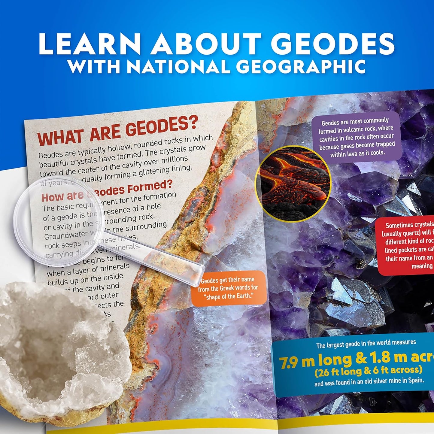 National Geographic Break Open 15 Premium Geodes Science Kit - Includes Goggles & 3 Display Stands - Great STEM Science Kit, Geology Gift for Kids, Break Your Own Geodes with Crystals