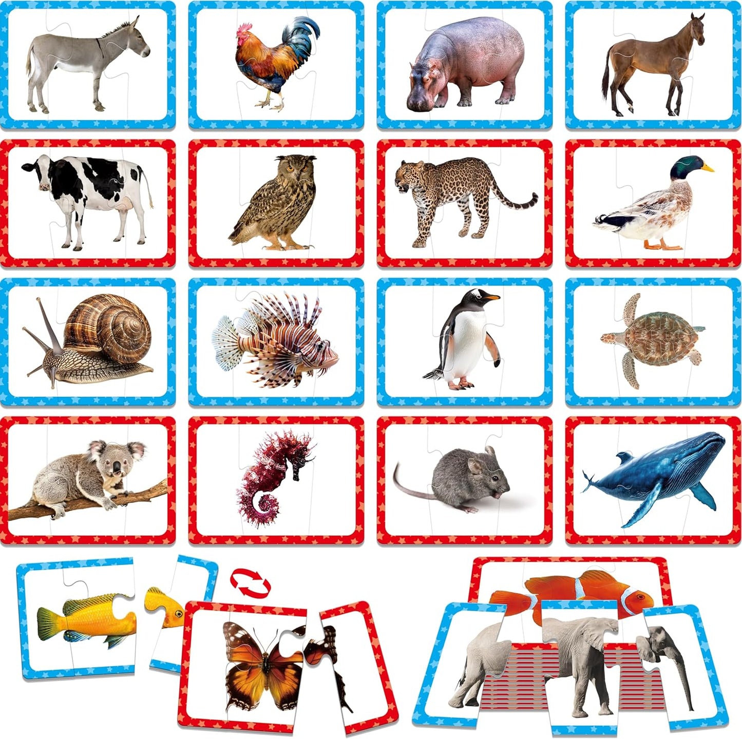 72 Word Spelling Puzzles with Error-Correction Mechanism in 3 Pieces, Perfect for Preschool Learning (36 Block Double Sided)