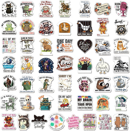 Xuhal 50 Pcs Funny Fridge Magnets Bulk Reusable Expressions Cute Animal and Words Refrigerator Magnets for Adults Home Office Kitchen Decoration (Classic Style)