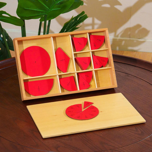 Premium Montessori Cut-Out Fraction Circle, Beechwood Fraction Insets, 10 Equal Parts of a Circle, Wooden Math Manipulative for Fraction Concepts & Equivalence, Homeschool Classroom Kids Ages 5-9