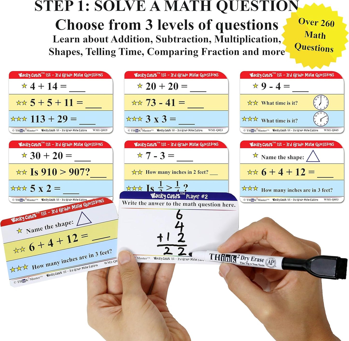 Think2Master Wacky Cards Practicing Math Including Addition, Subtraction & Multiplication.
