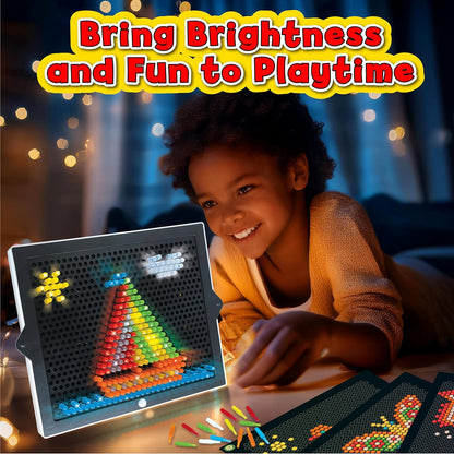 Small World Toys Art Lights, Montessori Light-Up Peg Board for Kids, STEM Educational Retro Toy with 12 Templates & 288 Bright Pegs, Creative Hands-On Activity for Fine Motor Skills, Gift for Ages 4+