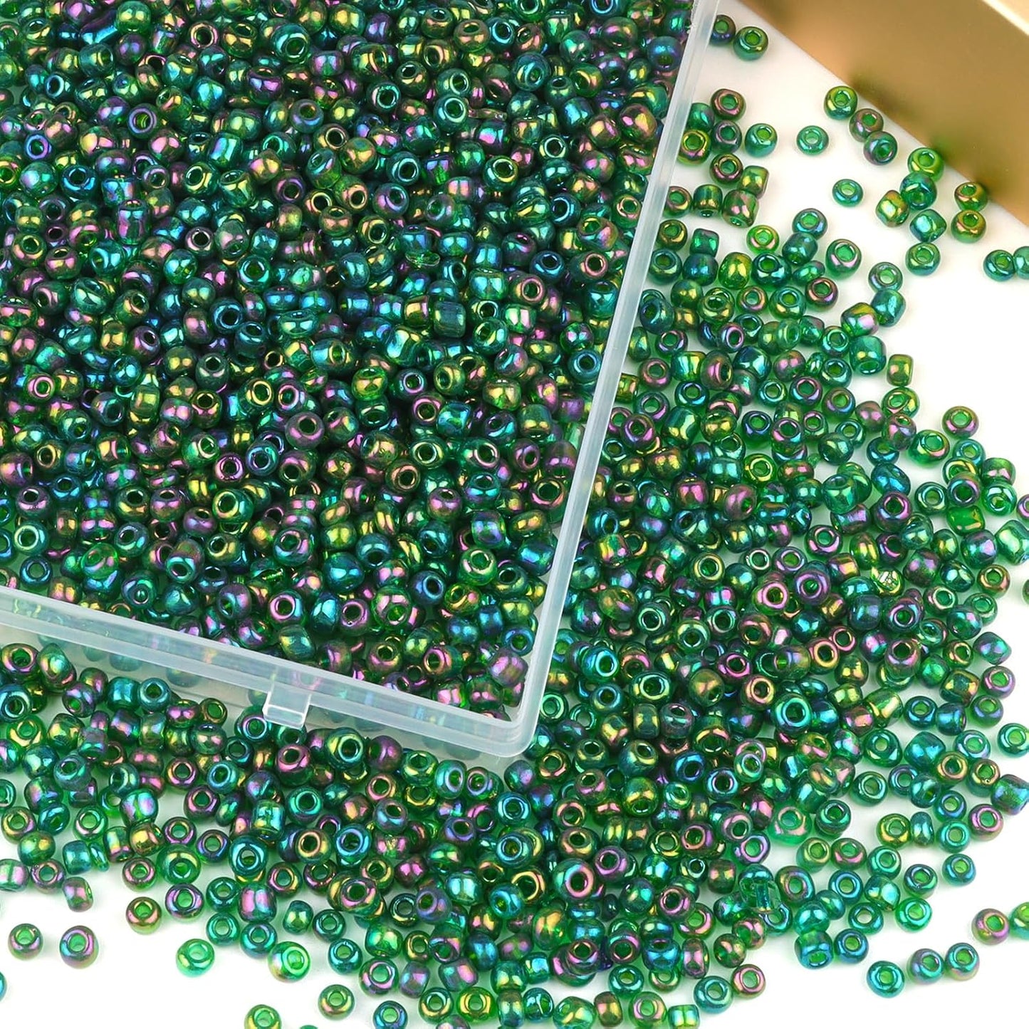 10100 Pcs Size 11/0 Glass Seed Beads, 2 mm Dark Green Small Mini Spacer Loose Pony Beads for Jewelry Making and DIY Crafts - Colors B