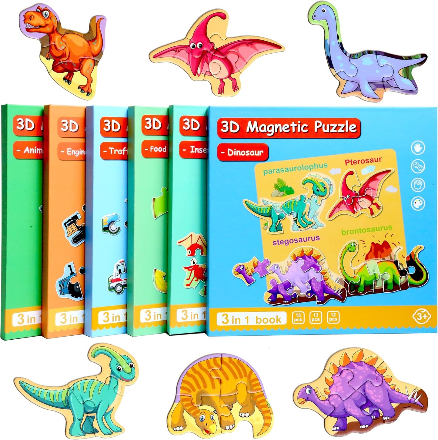 Magnetic Puzzles for Kids Ages 1-3, Travel Toddler Puzzles Ages 2-4 Year, Excavator Refrigerator Magnet for Kids Learning Gift for Road Trip