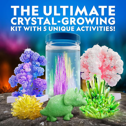 National Geographic Ultimate Crystal Growing Kit – Grow 5 Types of Crystals Including Glow in the Dark, Dinosaur Figure, Underwater Crystals & Crystal Trees with Learning Guide, STEM Science Kit
