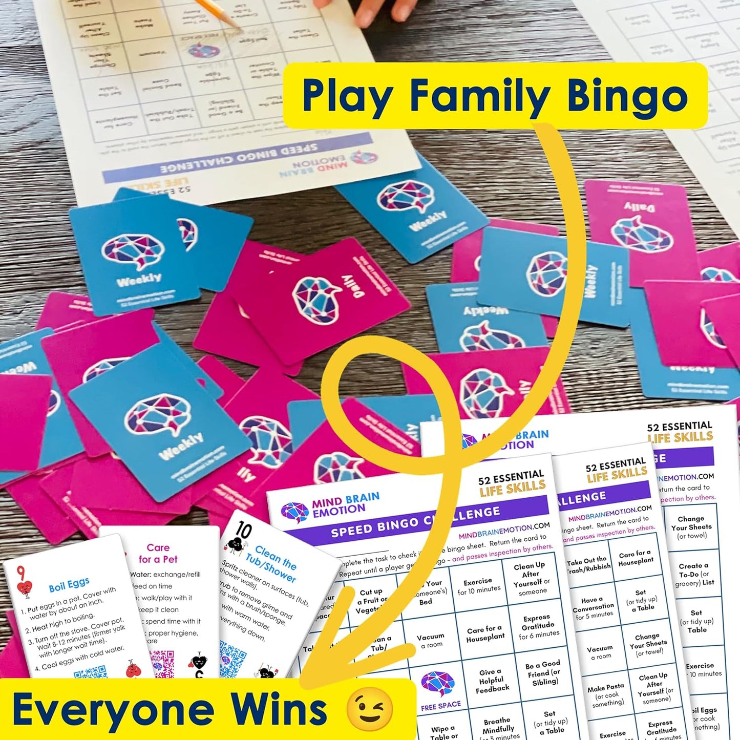 Mind Brain Emotion 52 Essential Conversations for Home, Therapy, Speech, School Classroom - Conversation Cards for Kids, Family, Teacher & Counselor to Build Growth Mindset & Communication Skills