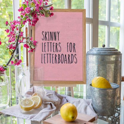 Skinny Felt Board Letters Only Set NO BOARD INCLUDED, Rae Inspired Font Farmhouse Decor Accessory, 2 Inch White Plastic Letters Numbers Symbols For Changeable Felt Letter Board Message Bulletin