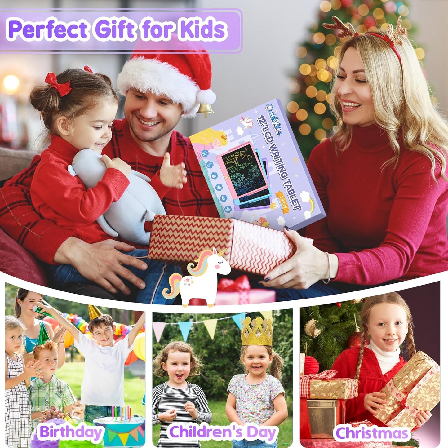 Hockvill LCD Writing Tablet for Kids, 16Inch Toys for Girls Boys Drawing Pad for 3 4 5 6 7 Year Old Kid, Toddler Doodle Board Christmas Birthday Gift for Kids，Erase Lock Writing Board