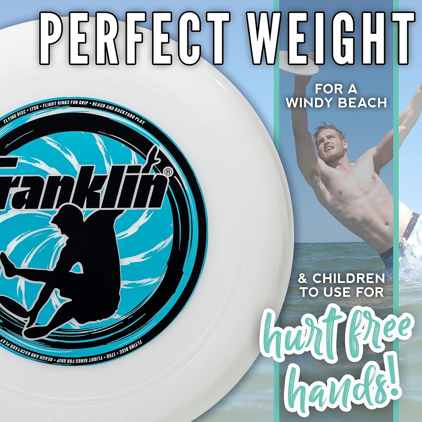 Franklin Sports Flying Disc - Disc for Beach, Backyard, Lawn, Park, Camping - 140 or 175 Grams - Perfect for Dogs - White