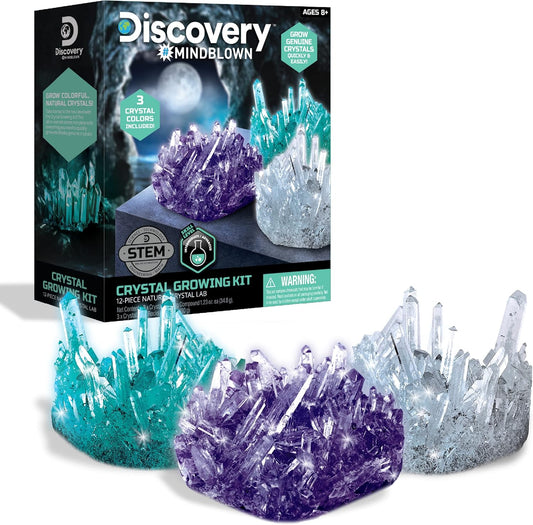 Discovery™ 12-Piece Lab Crystal Growing Kit, Grow Colored Crystals, Includes Mold Shapes and Magnifying Glass, Fun Chemistry and Geology Educational Science STEM Set