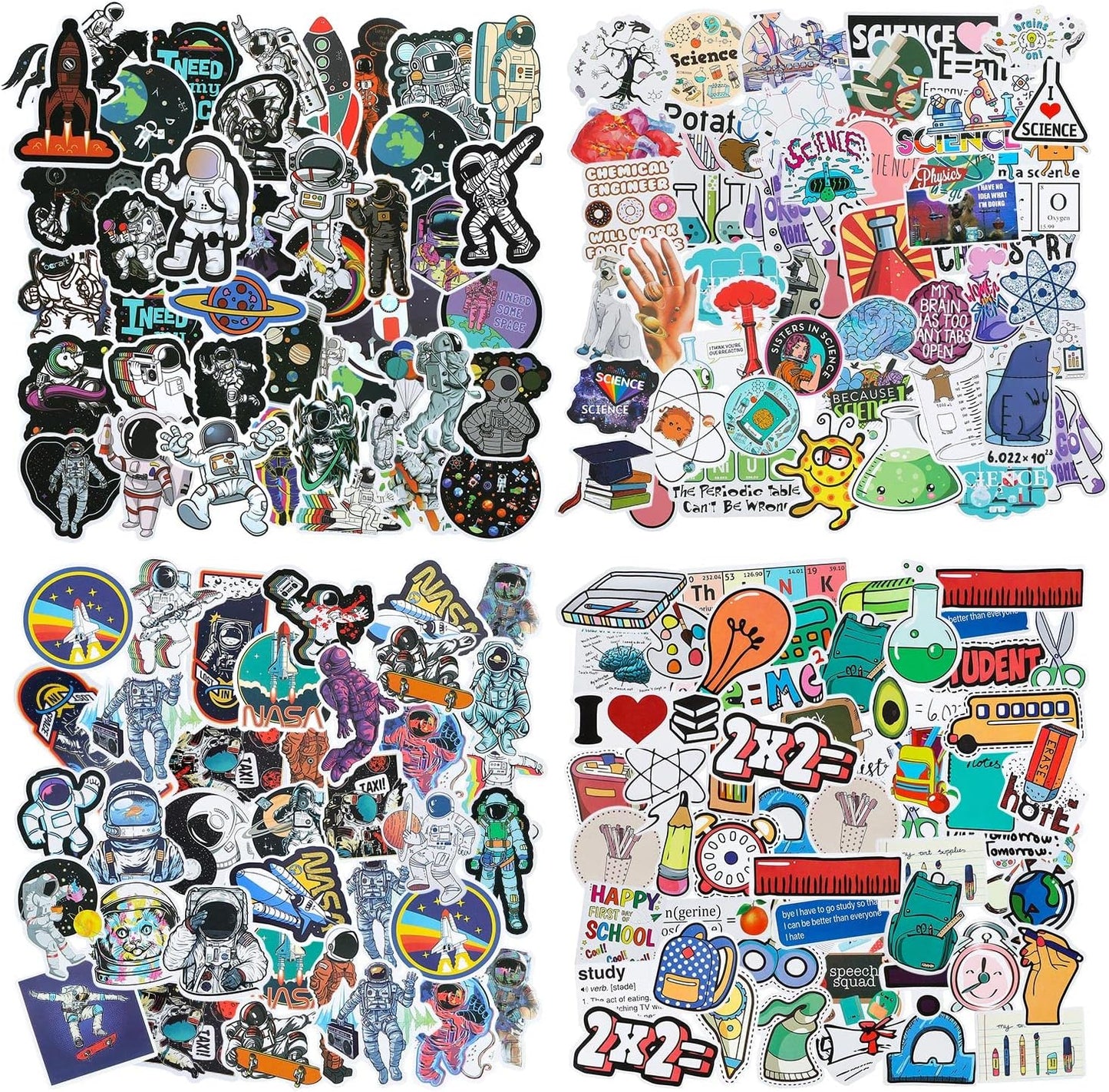 Zonon 200 Pcs Science Stickers for Students Kids Science Teachers Must Haves Chemistry Biology Physics Stickers Classroom Decor Decals for Laptop Water Bottle Notebook Decor(Classic Style)