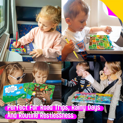 Logic Puzzles Game Pad, 30 Reusable & Erasable Logical Thinking Games-Sudoku, Scavenger Hunt, Math Games, Dry Erase Brain-Boosting Puzzles Activities Pad for Kids, Road Trip, Airplane & Car Travel