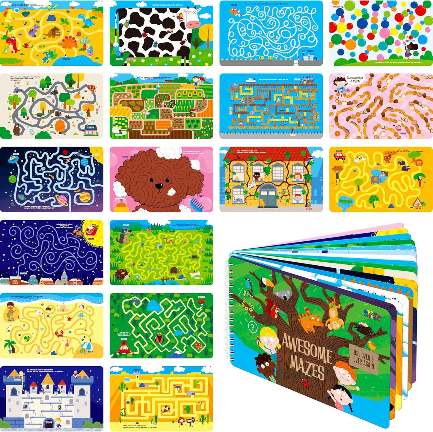 Logic Puzzles Game Pad, 30 Reusable & Erasable Logical Thinking Games-Sudoku, Scavenger Hunt, Math Games, Dry Erase Brain-Boosting Puzzles Activities Pad for Kids, Road Trip, Airplane & Car Travel