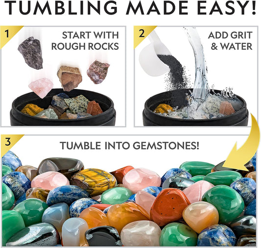 National Geographic Professional Rock Tumbler Kit – Extra Large 2 Lb. Barrel with 3-Speed Motor & 9-Day Timer – Geology DIY Kits for Adults, Rock Collection Hobby, Great Educational STEM Science Kit