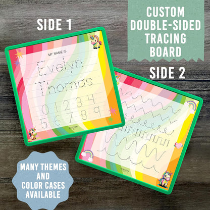 Kid's Name Tracing Board | Dry Erase Letter Tracing | Reusable Name Alphabet Tracing| Number Tracing | Personalized | Baby Unicorn Theme
