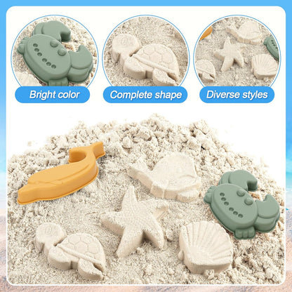 Biubee 9Pcs Silicone Sand Toys for Baby with Portable Beach Bag - Kids Beach Set with Beach Toy Molds Shovel Bucket Set - Toddler Sandbox Toys for Kids Outdoor Summer Playset