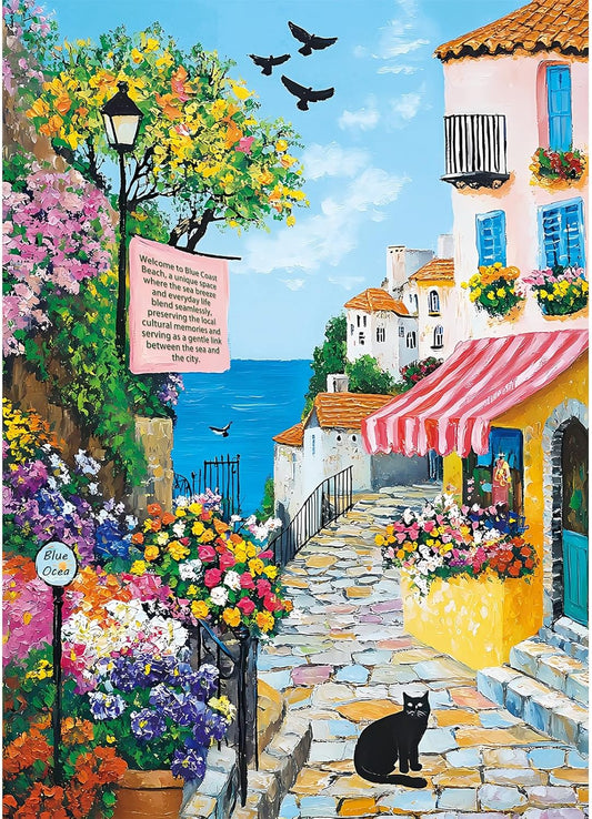 Puzzles for Adults 1000 Pieces,Seaview Campground Jigsaw Puzzle with 1:1 HD Poster, Perfect Interlocking No Dust, Stress Relief Ideal Gift for Family Games