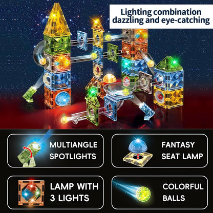 325PCS Glow in The Dark Marble Run with Motorized Elevator, STEM Building Blocks Toy Includes 113 Marbles, for Kids Ages 3+, Easter Birthday Gift for Boys and Girls