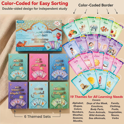 Arabic Flash Cards - Arabic Vocabulary Flash Cards for Beginners and Toddlers, Kids, Teens and Adults Include First Words, Nouns, Verbs