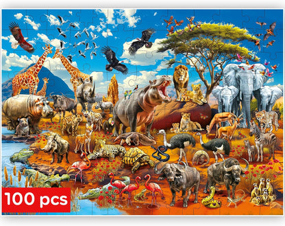 QUOKKA 100 Piece Puzzles for Kids Ages 4-6 – Floor Kids Puzzles Ages 6-8 Year Old – Toy for Learning Forest Animals for 8-10 yo – Jigsaw Toddler Game for Boy and Girl 3-5