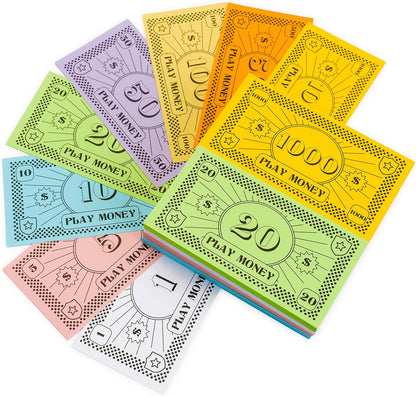 Opoly Play Money – 800Pcs Fake Currency for Board Games – 100 of Each Bill in 8 Denominations – $1, $5, $10, $20, $50, $100, $500, & $1000 - Paper Pretend Play Cashier