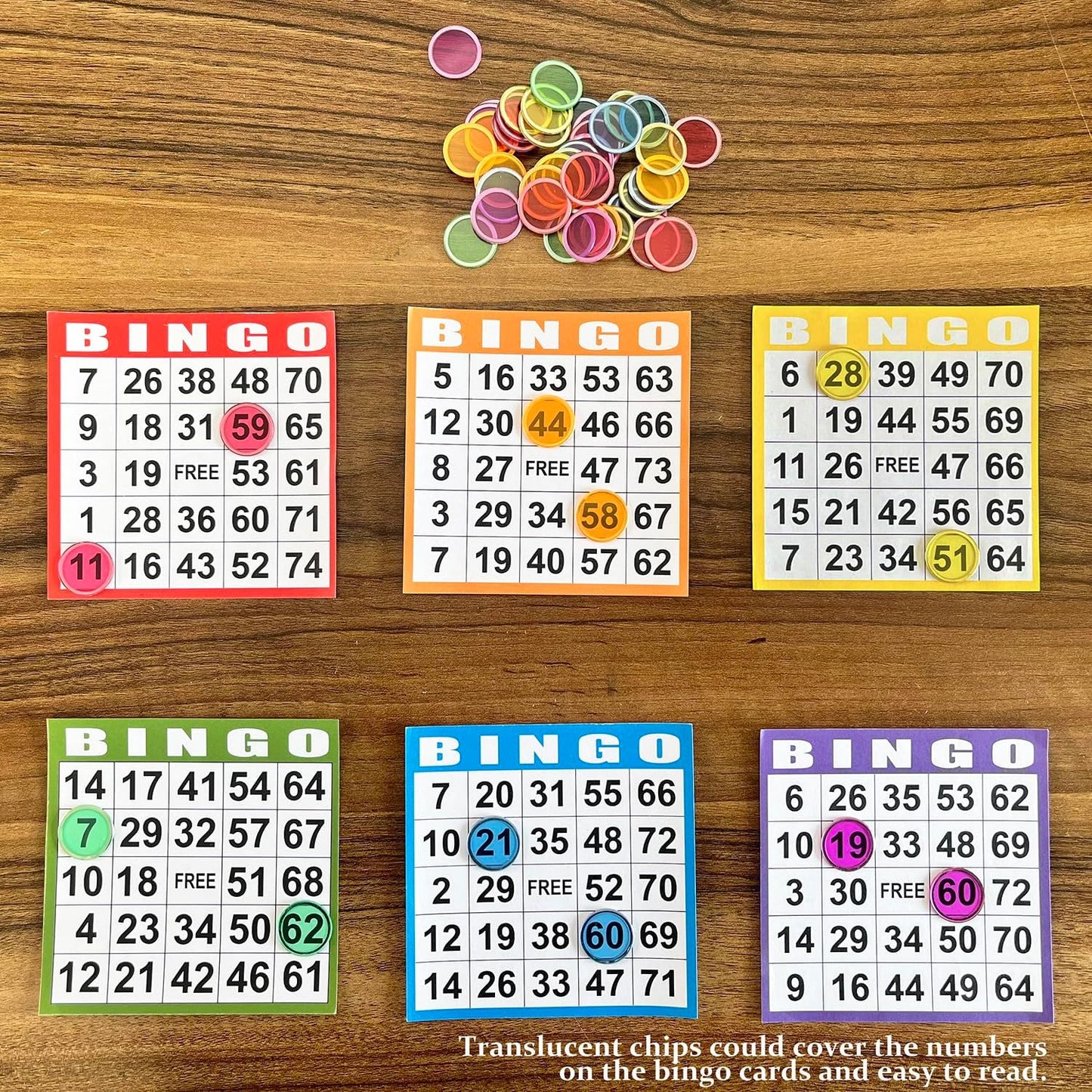 SEETOOOGAMES Magnetic Bingo Chips Counters - 300 Pieces Transparent Counting Game Chips - Clear Plastic Math Markers for Classroom - 19mm Mixed Color