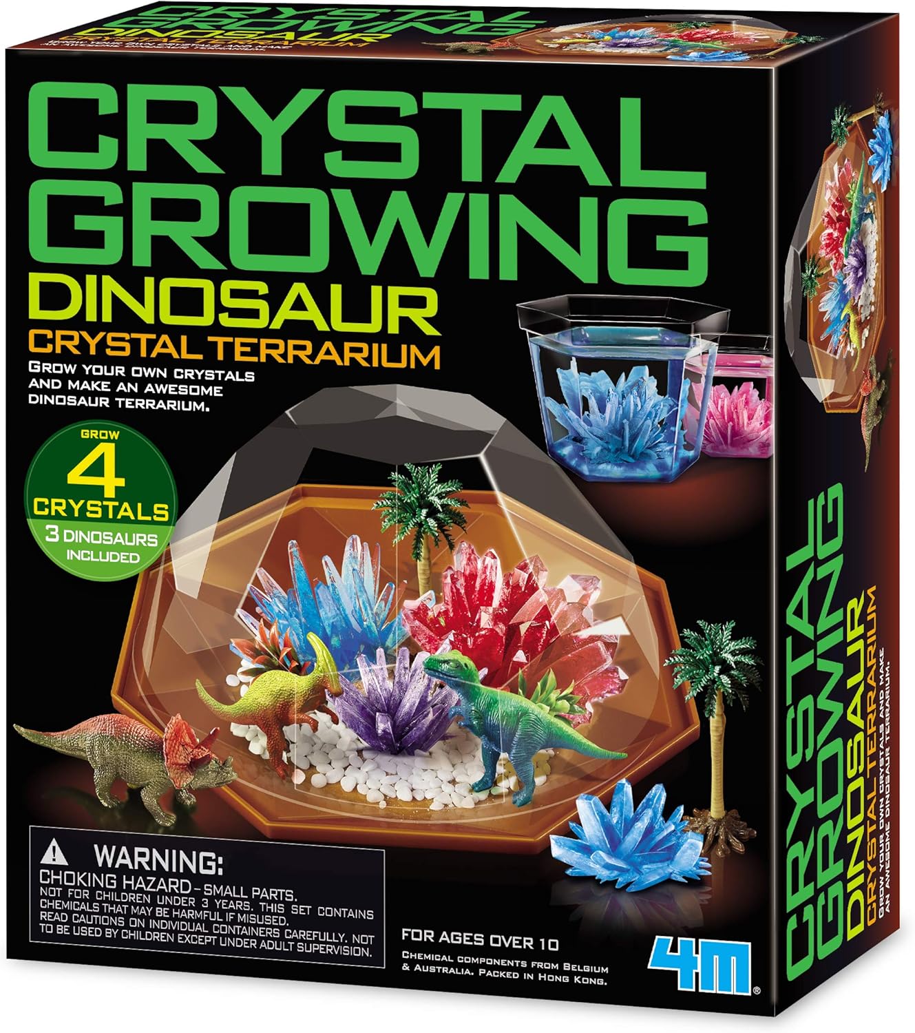 4M Glow Crystal Growing Kit - Grow a DIY Crystal Experiment Specimen, A Great Educational STEM Toys Crystal Making Gift for Kids & Teens, Boys & Girls