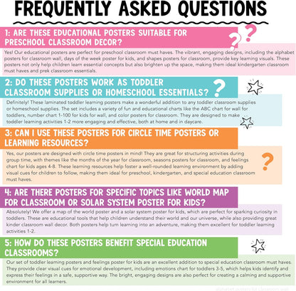 Hadley Designs 16 Educational Posters for Toddler Learning Activities - Alphabet Daycare Essentials, Laminated Pre-K Posters for Toddlers 1-3, Preschool Learning Activities, Chalkboard Classroom Decor