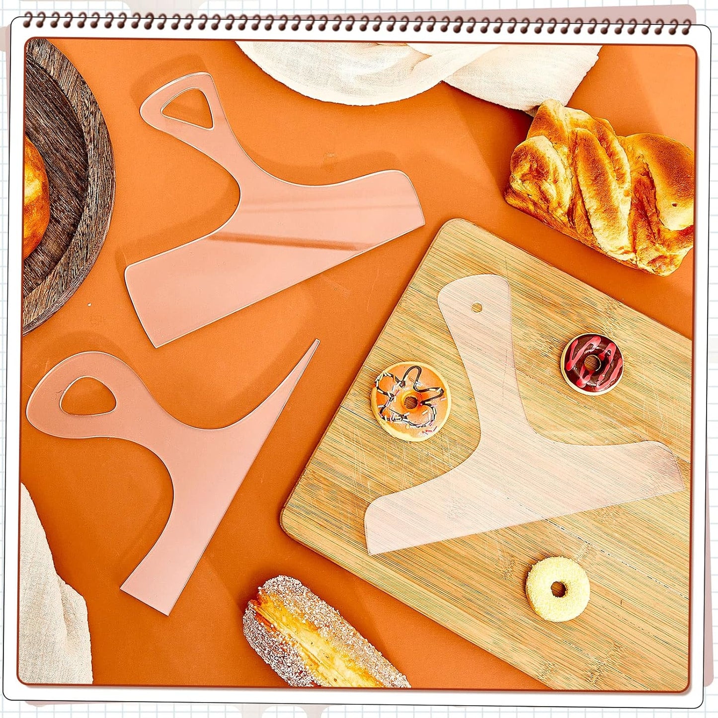 Maitys 3 Pcs Christmas Acrylic Router Templates for Woodworking 10 x 6 Inch Charcuterie Handle Cutting Board Clear Acrylic Template Angled Curvy Tracing Stencils Guide Tool for Kitchen(Basic Style)