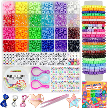 LIS HEGENSA Pony Beads Bulk,Kandi Kit for Necklace Jewelry Making Hair Braiding,Bracelets Making Kits,Hair Bead,Bracelet Beads,Plastic Bead for Crafts Braids Girls (12 Color,900PCS)