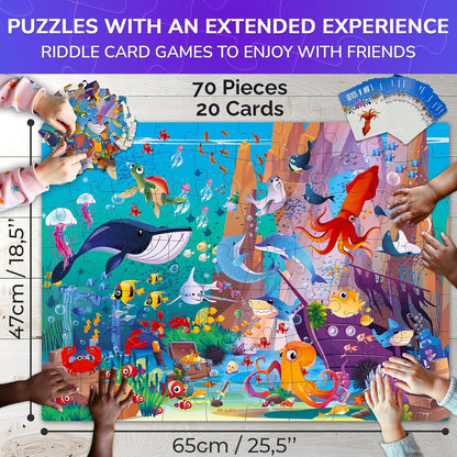United States Puzzles for Kids Ages 4-6 - 70 Pcs USA Map Kids Puzzle with 50 Cards 400+ USA Facts - State & Capitals Floor Jigsaw Puzzles for Children 6-8 - Educational Toys Gift for Boys Girls