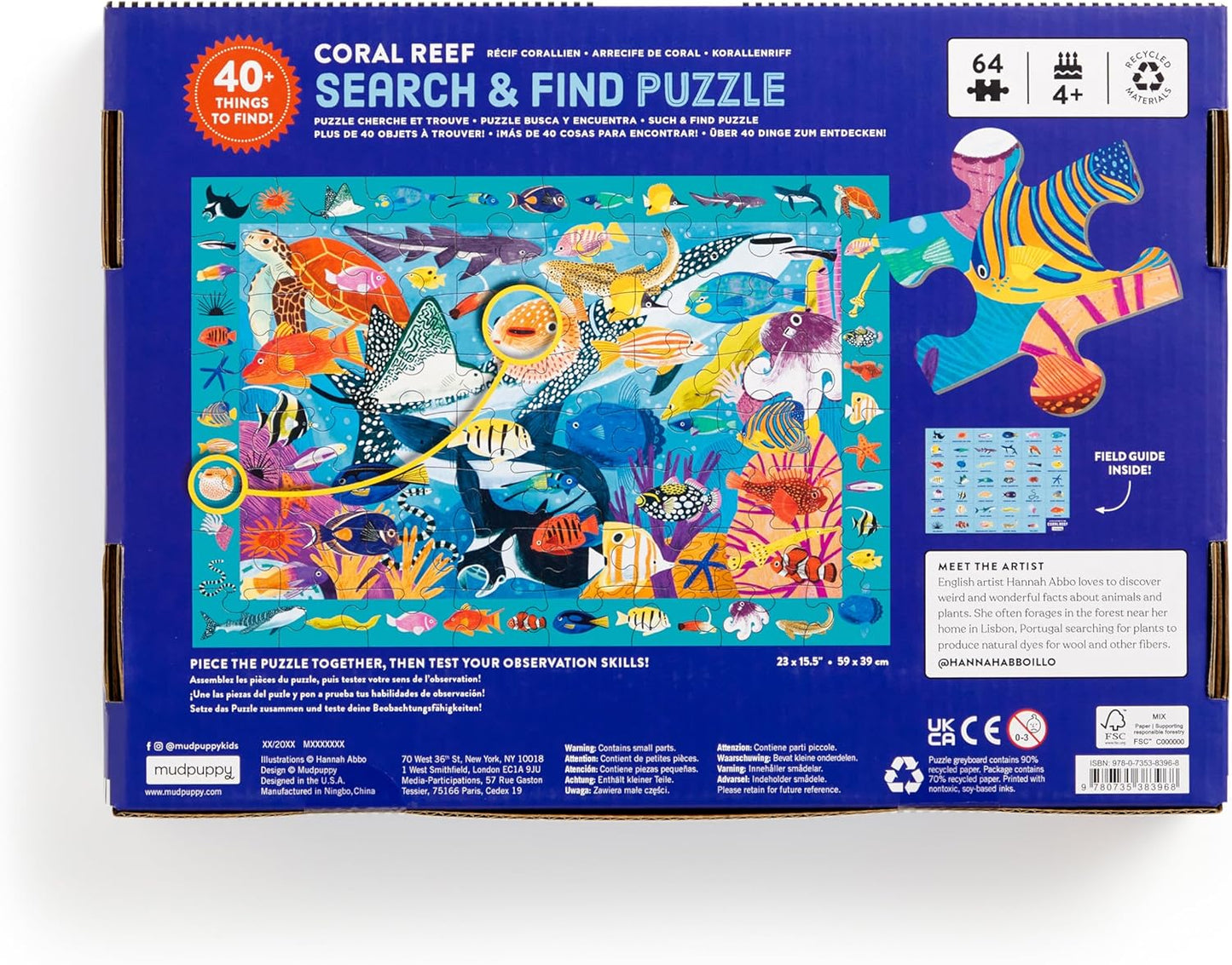 Mudpuppy Arctic Life Search & Find Puzzle, 64 Pieces, 23”x15.5” – For Kids Age 4-7 - Colorful Illustrations of Animals, Fish, Birds Living in the Arctic – Complete Puzzle to Find 40+ Hidden Images