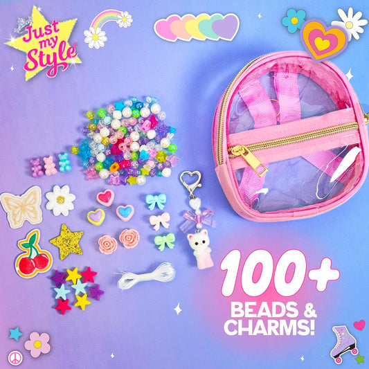 Just My Style Squishy Charms, Create 5 Squishy Bag Charms, Necklaces, Friendship Bracelets with Kawaii TPR Squishies in Pouches & Beads for Jewelry Making, Unique Jewelry Making Kit, Gifts for Girls
