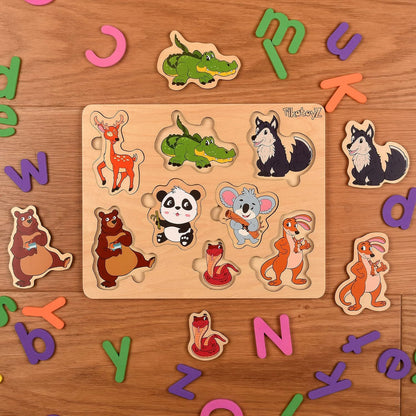 Pikatoyz® Wooden Puzzles for Toddlers 1-3 – Montessori Educational and Learning Toys – Wooden Baby Puzzle for Kids 1 Year and Up – Developmental Toys – Baby Puzzles for Early Learning