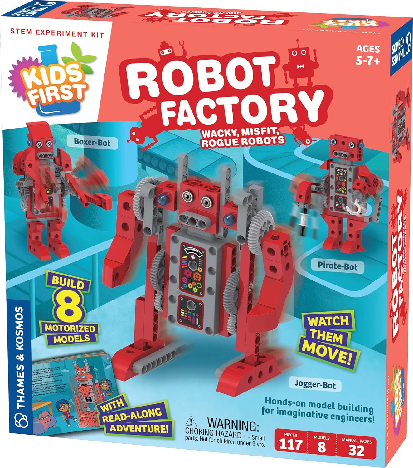 Thames & Kosmos Kids First Robot Pet Shop: Owls, French Bulldogs, Sloths & More! STEM Experiment Kit for Young Engineers | Build 8 Motorized Robots of Cute Animals | Play & Learn with Storybook Manual