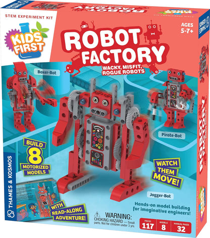 Thames & Kosmos Kids First Robot Pet Shop: Owls, French Bulldogs, Sloths & More! STEM Experiment Kit for Young Engineers | Build 8 Motorized Robots of Cute Animals | Play & Learn with Storybook Manual