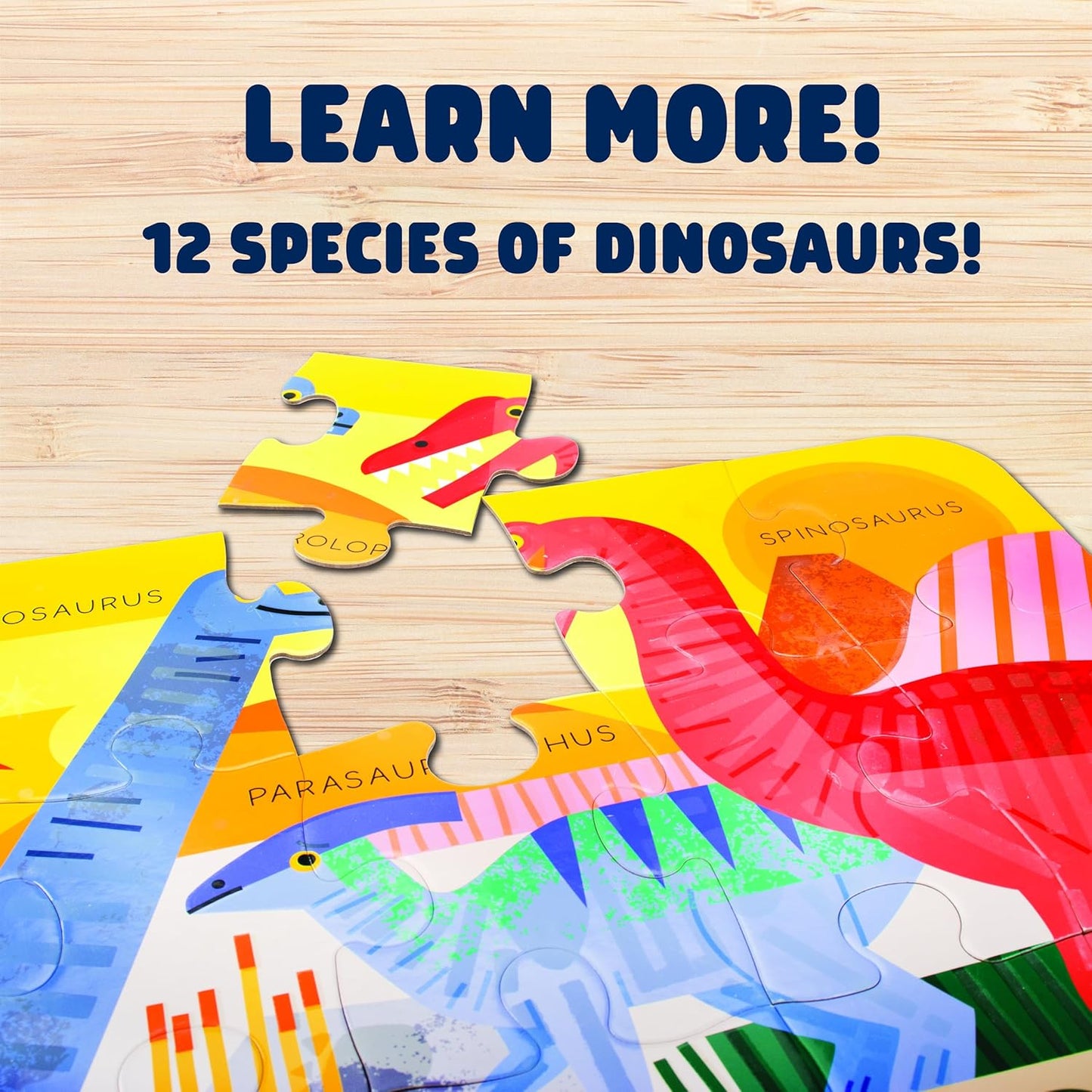 Chuckle & Roar Dinosaur Glow Floor Puzzle 50 Piece Kids Puzzle - Giant 2 x 3 Foot Glow in The Dark Preschool Puzzle - Large Pieces for Ages 4+ - Educational Dinosaur Puzzle for Screen Free Time