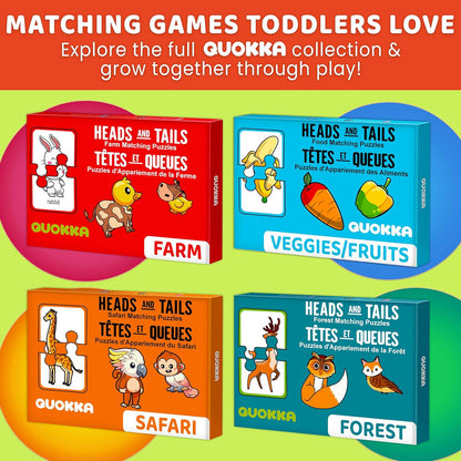 QUOKKA Toddler Puzzles Ages 2-4 – 100% Self-Correcting 16 Matching Pairs of Wood Animals – Educational Toddler Puzzles Ages 1-3 with 32 Pieces - Memory Matching Games for 3-5 Years Old Boys and Girls