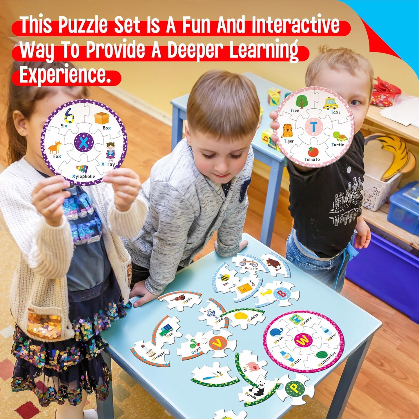 Phonics Puzzles, Short Vowel Sound Blends-30 Phonics & 150 Sight Words, Phonetic Rhyming Game Learn to Read Spell First Word Early Educational Tool for Toddlers, Preschool, Kindergarten, Homeschooling