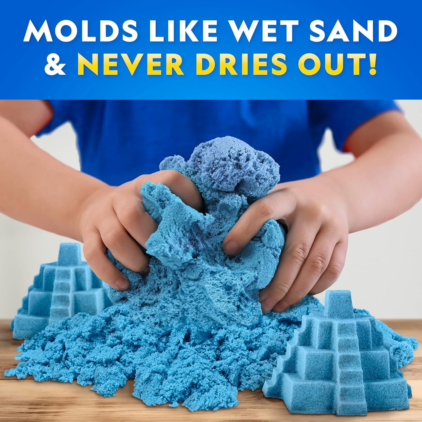 National Geographic Moon Sand - 24 Lb. Bulk Play Sand Kit with 6 Castle Molds (Blue) - A Fun No Mess Sensory Activity, Kids Fake Sand Play Set, Sensory Bin Filler