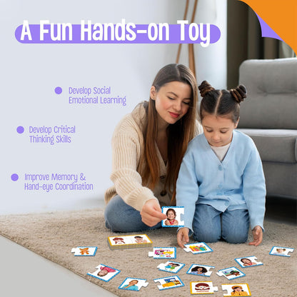 Rhyming Puzzles, 26 Groups Rhyming Word Cards Phonics Matching Game Self-Correcting Puzzle Early Childhood Learning Card for Kindergarten Preschool