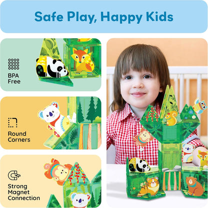 PicassoTiles Magnetic Tiles Magnet Tile Building Blocks Marine Animal World Themed Set with 8 Ocean Character Action Figures STEM Learning Toy Construction Toddlers Boys Girls Ages 3+ PTQ25