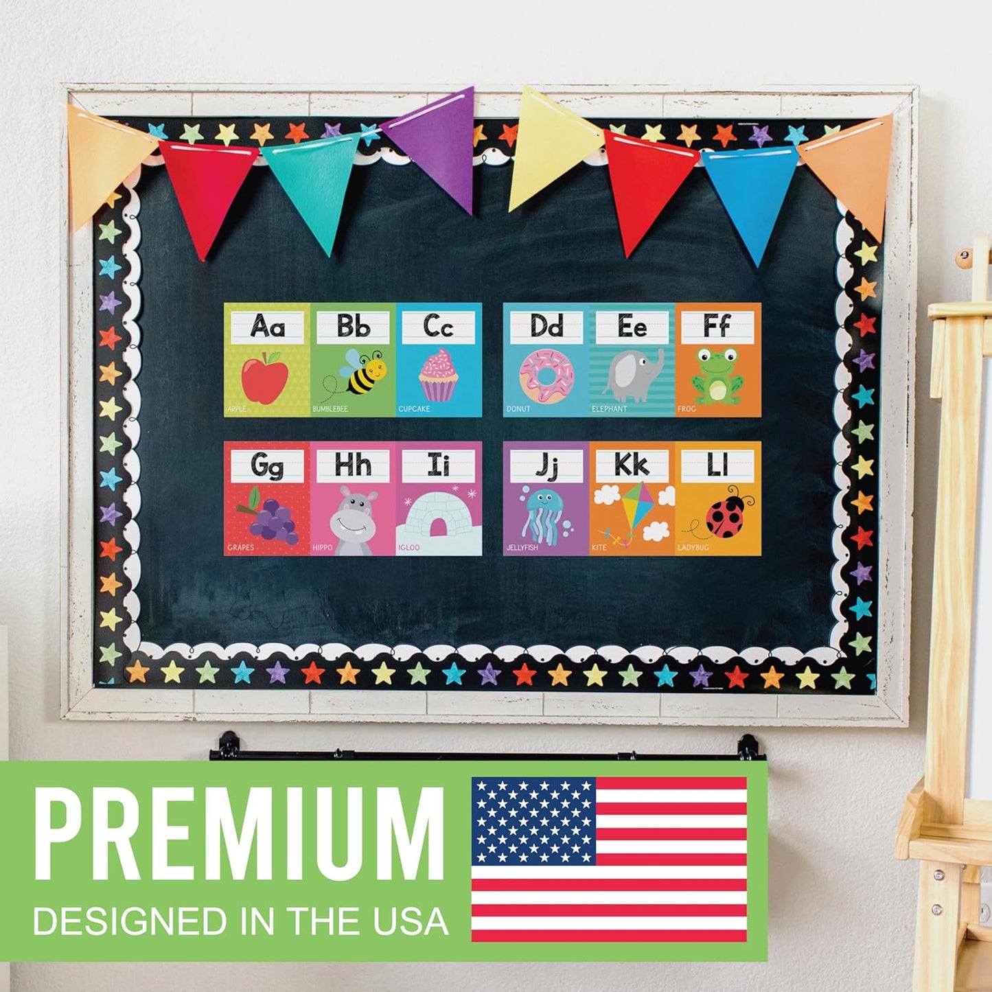 Hadley Designs Alphabet for Classroom Wall Decor - ABC Posters for Classroom Wall Chart Preschool & Kindergarten, ABC Letters & Number Line Elementary, Alphabet Cards, Pastel Classroom Decor
